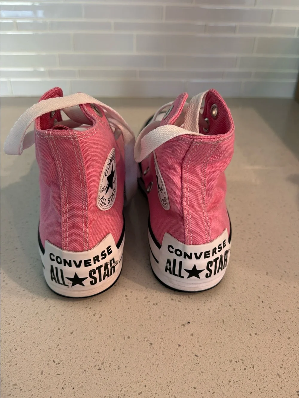 Converse Pink and White Kids High-Top Sneakers